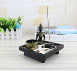 Resin Buddha Statue Zen Meditation Peaceful Relax Decor Set Spiritual Zen Garden Sand Tray Kit Buddha Incense Burner