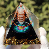 6CM Energy Generator Orgone Pyramid Copper Wire Is Wrapped around Crystal Posts Orgonite Pyramid Emf Protector