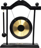 Chinese Gong - Mini Gong with Stand - Zen Art Brass Feng Shui Desktop Gong with Stand Asian Gong Bell for Home Decoration Chau Gong