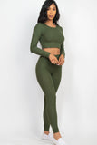 Ribbed Long Sleeve Crop Top & Leggings Set (CAPELLA)