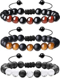 Multi-Piece Set 8Mm Men'S Tiger Eye Bracelet, Men'S Beaded Bracelet, Natural Stone Bracelet, Couple Bracelet, Jewelry Gifts, Men'S and Women'S （Three-Piece Suit）