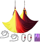 Aerial Yoga Hammock L:5M W:2.8M 5.5 Yards Aerial Pilates Silk Yoga Swing Set with 2000 Ibs Load Include Daisy Chain, Pose Guide