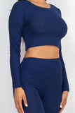 Ribbed Long Sleeve Crop Top & Leggings Set (CAPELLA)