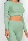 Ribbed Long Sleeve Crop Top & Leggings Set (CAPELLA)