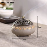 Ceramic Mosquito Repellent Incense Burner Coil Aroma Censer Smell Removing Living Room Decor Porcelain Coil Incense Holder