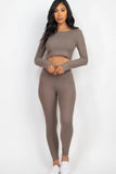 Ribbed Long Sleeve Crop Top & Leggings Set (CAPELLA)