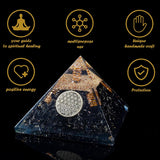 55Mm Orgone Pyramid Black Tourmaline Protection Crystals Reiki Healing Stones, Organite Pyramid for Good Luck Gift for Women Men Gemstone Crystal Chakra Charm Orgone Generator Orgonite Collection