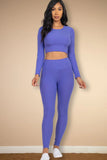 Ribbed Long Sleeve Crop Top & Leggings Set (CAPELLA)