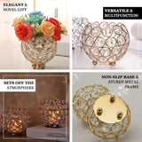 Gold Crystal Beaded Votive Tealight Wedding Crystal Candle Holder - 4" Dia X 3.5" Tall