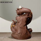 Backflow Incense Burner Dragon Incense Stick Holder Smoke Waterfall Aromatherapy Furnace Home Decor Censer + 20Pcs Incense Cones