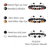 Multi-Piece Set 8Mm Men'S Tiger Eye Bracelet, Men'S Beaded Bracelet, Natural Stone Bracelet, Couple Bracelet, Jewelry Gifts, Men'S and Women'S （Three-Piece Suit）