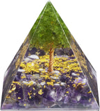 Tree of Life Orgone Pyramid Amethyst Crystal Stone Energy Generator Blanacing Chakra for Yoga Reiki Meditaion