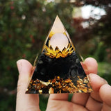 NAPOLN Orgonite Pyramid Lotus Natural Purple Crystal Beads Healing Reiki Chakra 60Mm Generator Obsidian Pyramid Orgonite Energy