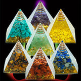 1.57Inch Natural Crystal Pyramid Energy Quartz Amethyst Reiki Healing Crystal Chakra Resin Pyramid Meditation Tool Home Decor