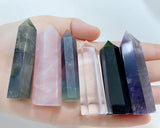 2" Rose Quartz Healing Crystals Stones Crystal Wand Tower Natural Quartz Points Hexagonal Gemstone Reiki Meditation Chakra Balance Witch Good Luck Crystal