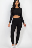 Ribbed Long Sleeve Crop Top & Leggings Set (CAPELLA)