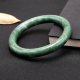 Natural Jadeite Color Hand Carved round Jade Bracelet Fashion Boutique Jewelry Women'S Light Green Floating Flower Jade Bracelet