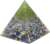 Periot Crystal Tree of Life Orgone Pyramid Sodalite Crystal Energy Stone Reiki Chakra Generator for Meditation Home Office Decor