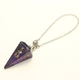 Natural Obsidian Symbol Carving Pyramid Stone Pendulum for Biolocation Reiki Amulet Quartz Crystal Pendulo Divination Tool