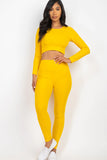 Ribbed Long Sleeve Crop Top & Leggings Set (CAPELLA)