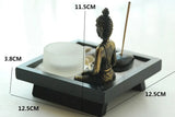 Resin Buddha Statue Zen Meditation Peaceful Relax Decor Set Spiritual Zen Garden Sand Tray Kit Buddha Incense Burner