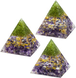 Tree of Life Orgone Pyramid Amethyst Crystal Stone Energy Generator Blanacing Chakra for Yoga Reiki Meditaion