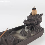 Ceramic Dragon Censer Home Decor Creative Smoke Backflow Incense Burner Incense Stick Holder