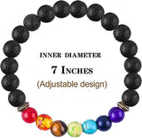 2-14 Pcs Men Women 8Mm Lava Rock 7 Chakra Aromatherapy Essential Oil Diffuser Bracelet Elastic Natural Stone Yoga Beads Bracelet 14 TC