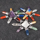 Pyramid Crystal Energy Generator Chakra Stone Points Seven Direction Amethyst Reiki Stone for Healing Meditation Home Decoration