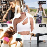 One Shoulder Sports Bra for Women Padded Yoga Bra Wirefree Sexy Cute Medium Support Workout Bras with Removable Cups