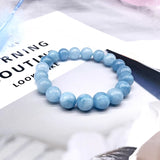 Natural Aquamari Bracelet Single Crystal Elastic Romantic Crystal Yoga Blue Bracelet Woman Jewelry 4,6,8,10,12Mm Beads