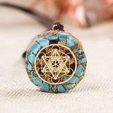 Orgonite Pendant Natural Turquoises Reiki Healing Energy Generator EMF Radiation Protection Necklace Jewelry