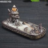 Ceramic Dragon Censer Home Decor Creative Smoke Backflow Incense Burner Incense Stick Holder