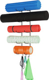 Guru Yoga Mat Holder Wall Mount with 3 Hooks for Hanging Yoga Strap, Resistance Bands, 5-Sectional Metal