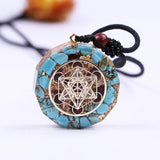 Orgonite Pendant Natural Turquoises Reiki Healing Energy Generator EMF Radiation Protection Necklace Jewelry