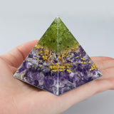 Tree of Life Orgone Pyramid Amethyst Crystal Stone Energy Generator Blanacing Chakra for Yoga Reiki Meditaion