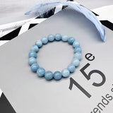 Natural Aquamari Bracelet Single Crystal Elastic Romantic Crystal Yoga Blue Bracelet Woman Jewelry 4,6,8,10,12Mm Beads