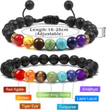 2-14 Pcs Men Women 8Mm Lava Rock 7 Chakra Aromatherapy Essential Oil Diffuser Bracelet Elastic Natural Stone Yoga Beads Bracelet 14 TC