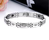 Fashion His and Hers Health Magnetic Therapy Bracelet 10MM Wide CZ Stainless Steel Bracelet for Men Women Couples' Armbands Gift