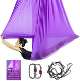 Aerial Yoga Hammock L:5M W:2.8M 5.5 Yards Aerial Pilates Silk Yoga Swing Set with 2000 Ibs Load Include Daisy Chain, Pose Guide