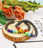 2-14 Pcs Men Women 8Mm Lava Rock 7 Chakra Aromatherapy Essential Oil Diffuser Bracelet Elastic Natural Stone Yoga Beads Bracelet 14 TC