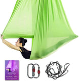 Aerial Yoga Hammock L:5M W:2.8M 5.5 Yards Aerial Pilates Silk Yoga Swing Set with 2000 Ibs Load Include Daisy Chain, Pose Guide