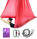 Aerial Yoga Hammock L:5M W:2.8M 5.5 Yards Aerial Pilates Silk Yoga Swing Set with 2000 Ibs Load Include Daisy Chain, Pose Guide