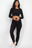 Ribbed Long Sleeve Crop Top & Leggings Set (CAPELLA)