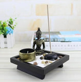 Resin Buddha Statue Zen Meditation Peaceful Relax Decor Set Spiritual Zen Garden Sand Tray Kit Buddha Incense Burner