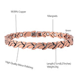 B380 Red Pure Copper Magnetic Bracelet for Women Pain Relief for Arthritis and Carpal Tunnel Migraines Tennis Elbow