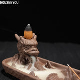 Ceramic Dragon Censer Home Decor Creative Smoke Backflow Incense Burner Incense Stick Holder