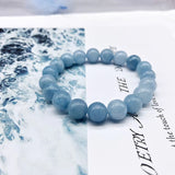 Natural Aquamari Bracelet Single Crystal Elastic Romantic Crystal Yoga Blue Bracelet Woman Jewelry 4,6,8,10,12Mm Beads