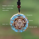 Orgonite Pendant Natural Turquoises Reiki Healing Energy Generator EMF Radiation Protection Necklace Jewelry