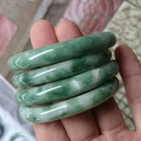 Natural Jadeite Color Hand Carved round Jade Bracelet Fashion Boutique Jewelry Women'S Light Green Floating Flower Jade Bracelet